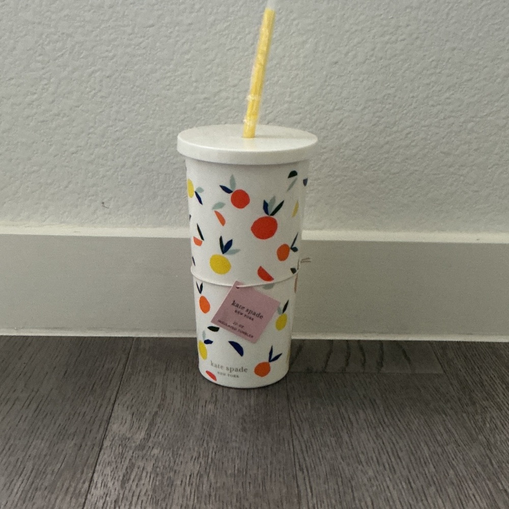 Kate Spade White Tumbler with Fruit Design